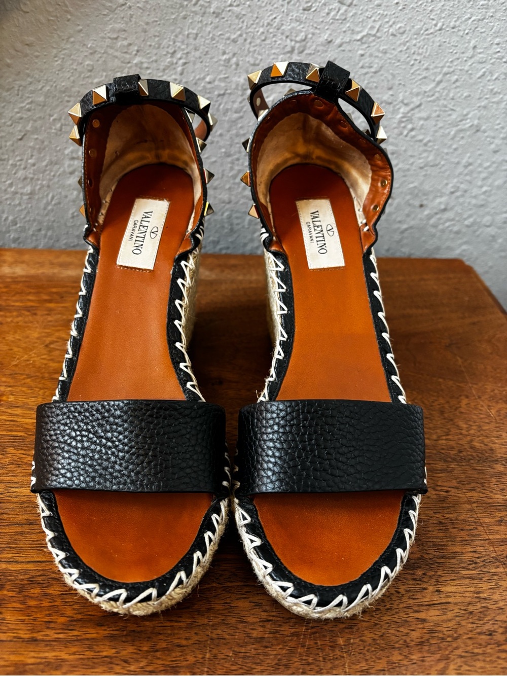 Valentino Garavani Rock Stud Leather Wedge Sandals 37(7) Price is firm - Picture 2 of 13